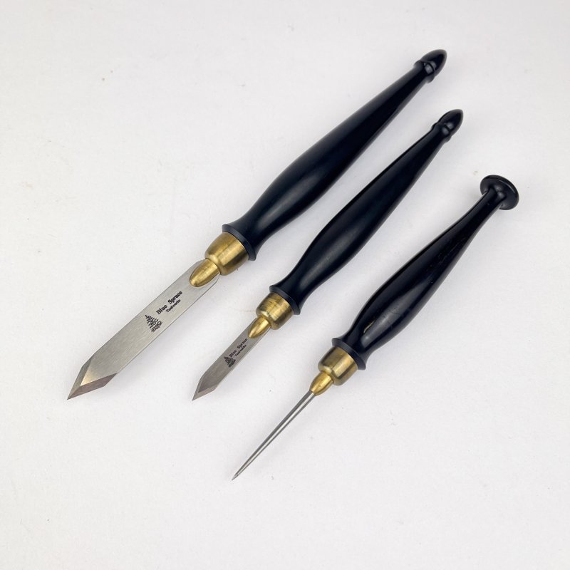 Friday Finds Blue Spruce Toolworks - Marking Knives & Awl Set (with African Blackwood Handles) [Preowned, SOLD]
